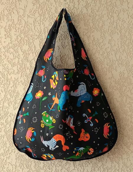 Bolsa Sacola em Tecido Beguis Preta Horoscopo Zodiaco