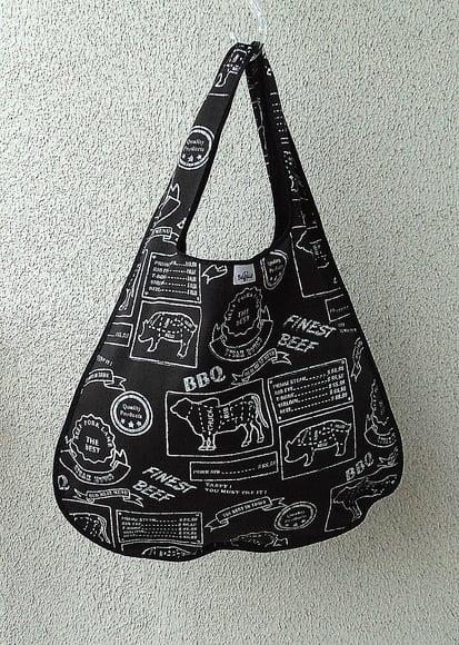 Bolsa Sacola em Tecido Beguis Preta Churrasco Bbq