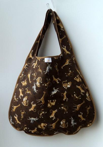 Bolsa Sacola em Tecido Beguis Marrom Zoologico