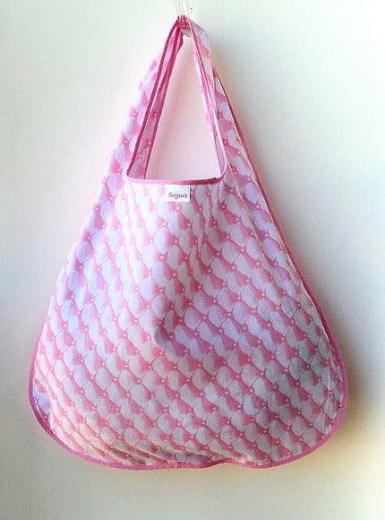 Bolsa Sacola em Tecido Beguis Rosa Geometrica