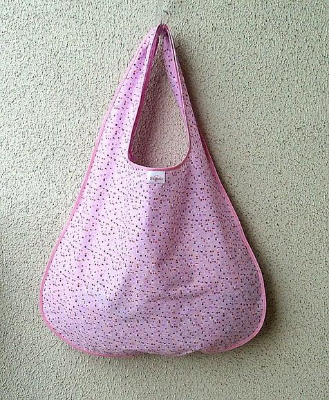 Bolsa Sacola em Tecido Beguis Rosa Geometrica