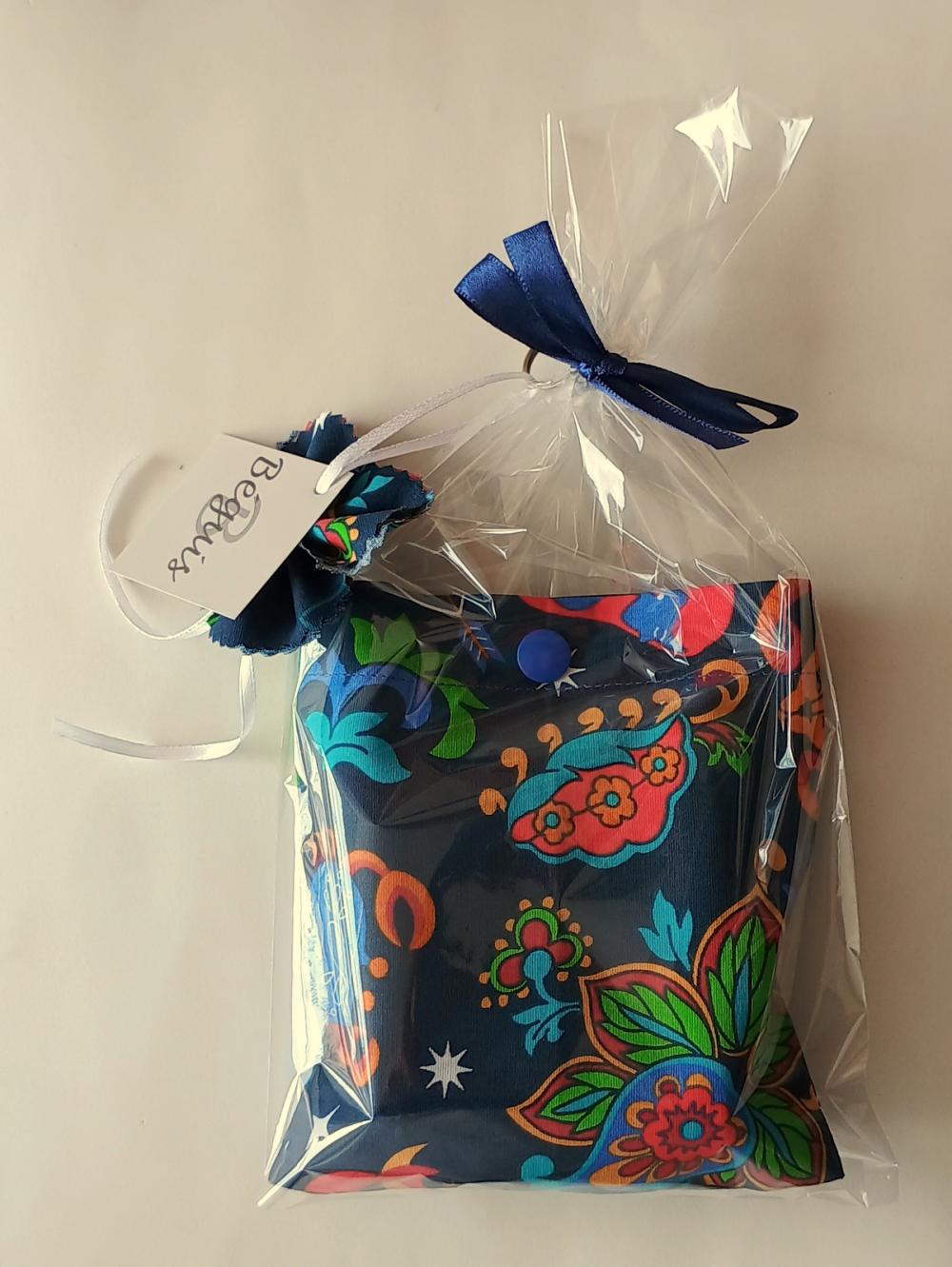Bolsa Sacola em Tecido Azul Marinho floral Horoscopo Zodiaco