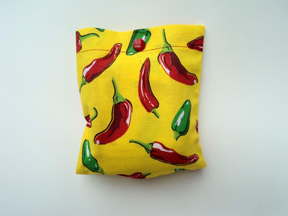 Bolsa Sacola em Tecido Beguis Amarela e Pimentas