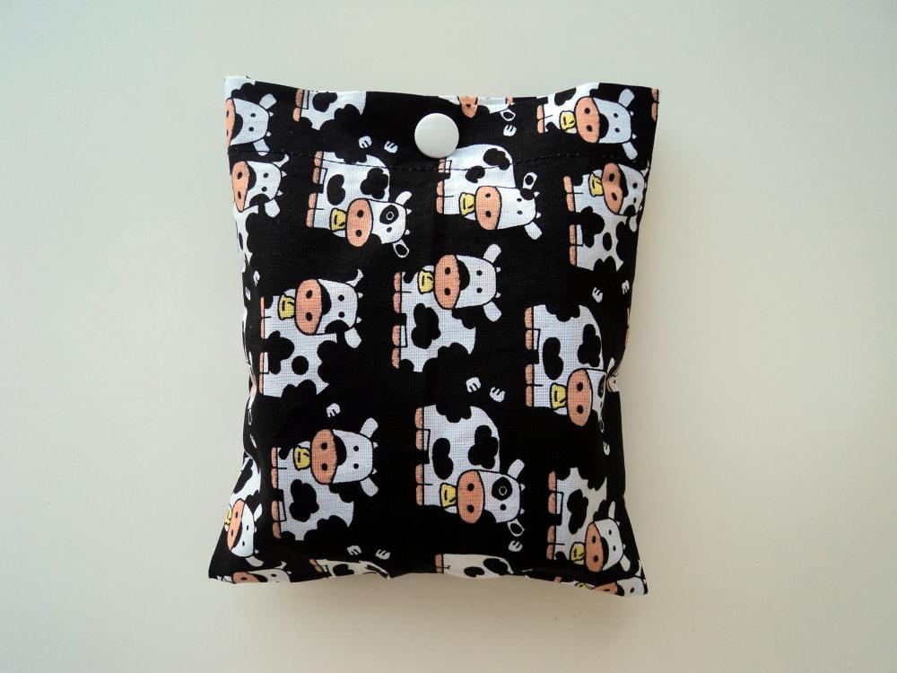 Bolsa Sacola em Tecido Beguis Preta Vacas