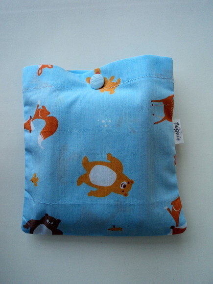 Bolsa Sacola em Beguis Tecido Azul Claro Infantil