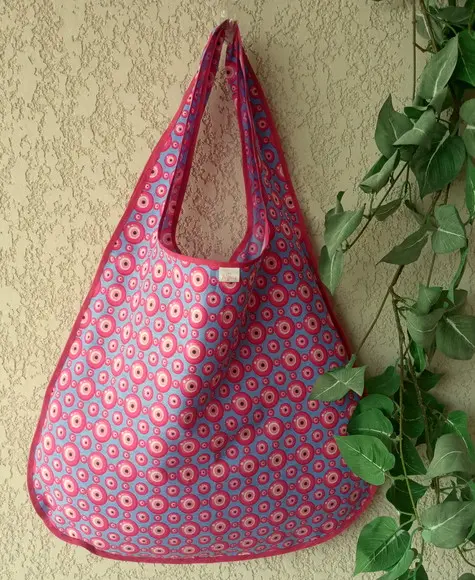 Bolsa Sacola em Tecido Beguis Azul e Olho Grego