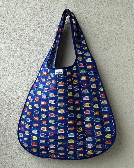 Bolsa Sacola em Tecido Beguis Azul Royal Lambreta Anos 60