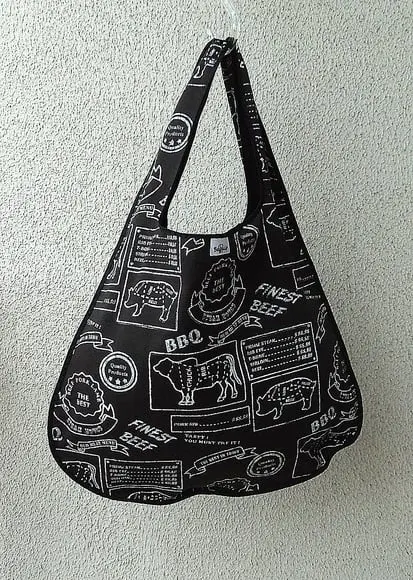 Bolsa Sacola em Tecido Beguis Preta Churrasco Bbq