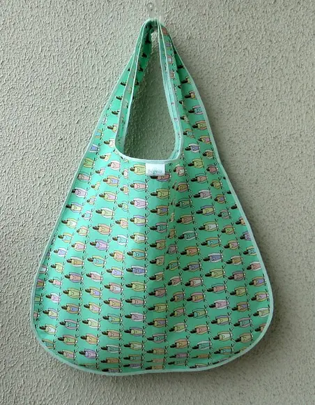 Bolsa Sacola em Tecido Beguis Verde Lambreta Anos 60