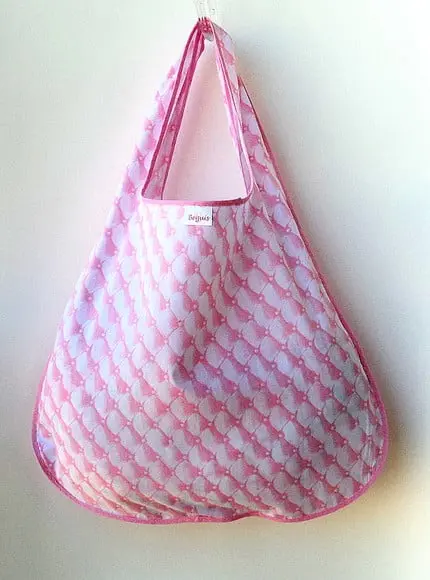 Bolsa Sacola em Tecido Beguis Rosa Geometrica