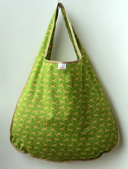 Bolsa Sacola em Tecido Beguis Verde e Zebras