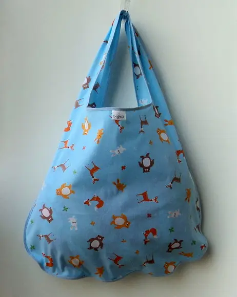 Bolsa Sacola em Beguis Tecido Azul Claro Infantil
