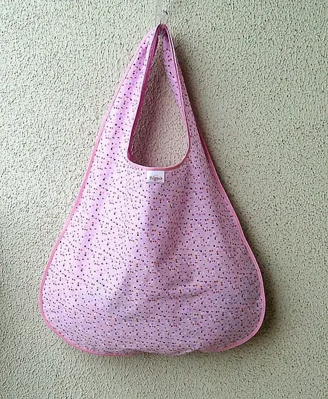 Bolsa Sacola em Tecido Beguis Rosa Geometrica
