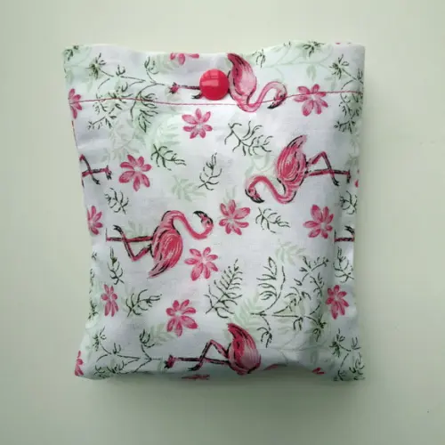 Bolsa Sacola em Tecido Beguis Branca e Flamingo