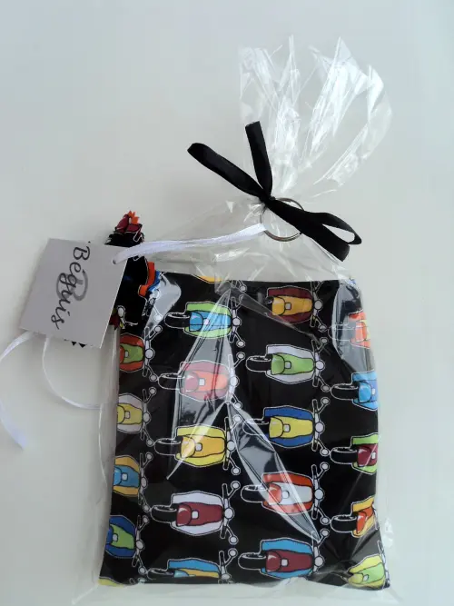 Bolsa Sacola em Tecido Beguis Preta Lambreta Anos 60