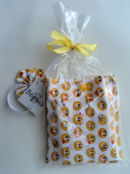 Bolsa Sacola em Tecido Beguis Branca Emojis