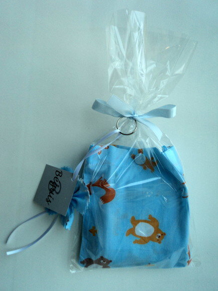 Bolsa Sacola em Beguis Tecido Azul Claro Infantil