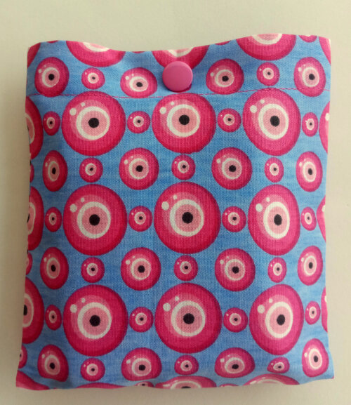Bolsa Sacola em Tecido Beguis Azul e Olho Grego