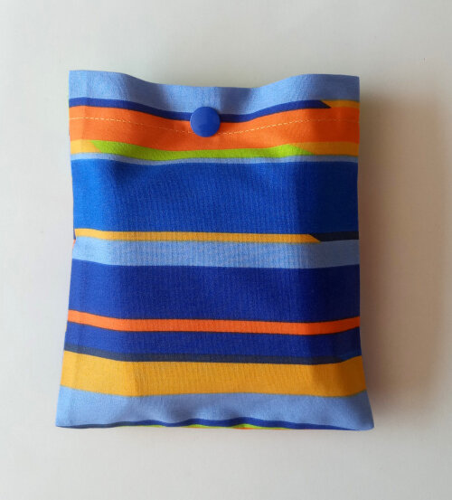 Bolsa Sacola em Tecido Beguis Azul Celeste Listada