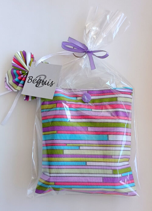 Bolsa Sacola em Tecido Beguis lilás Listada