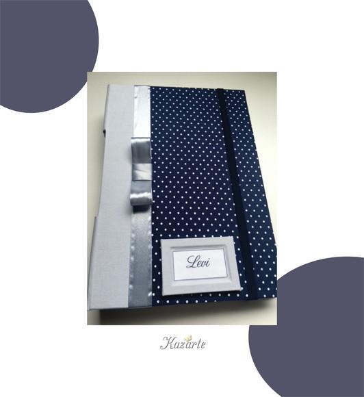 Livro do Bebê Luxo - Azul Marinho com Cinza