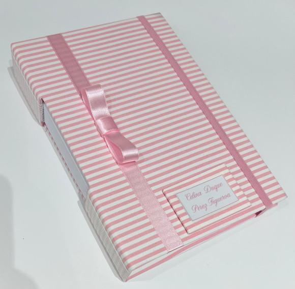 Livro do Bebê Luxo - Listrado Rosa