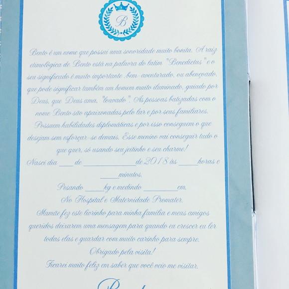 Livro para Mensagens - Ursinho Príncipe - Maternidade