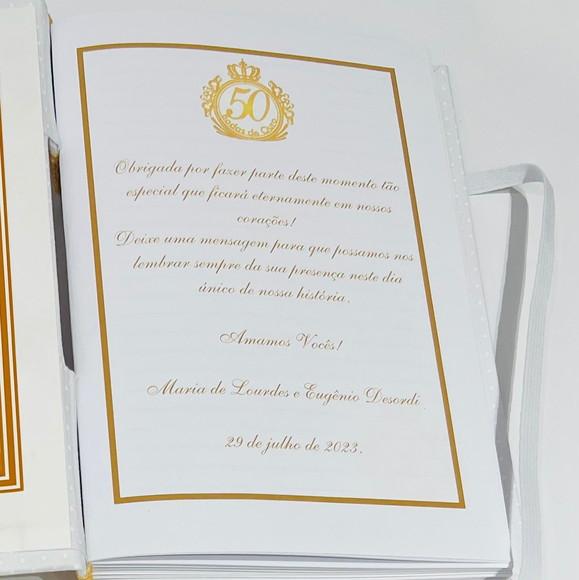 Livro para Mensagens com Caixa - Bodas de Ouro