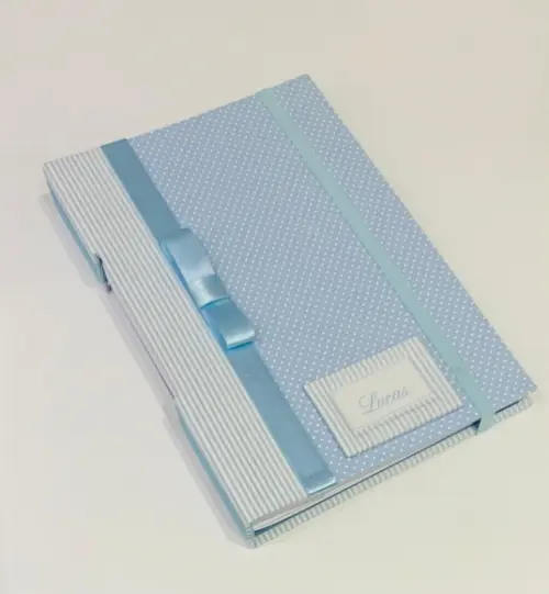 Livro do Bebê Luxo - Poá com Listras - Azul