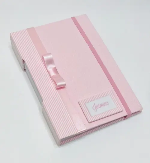 Livro do Bebê Luxo - Poá com Listras - Rosa