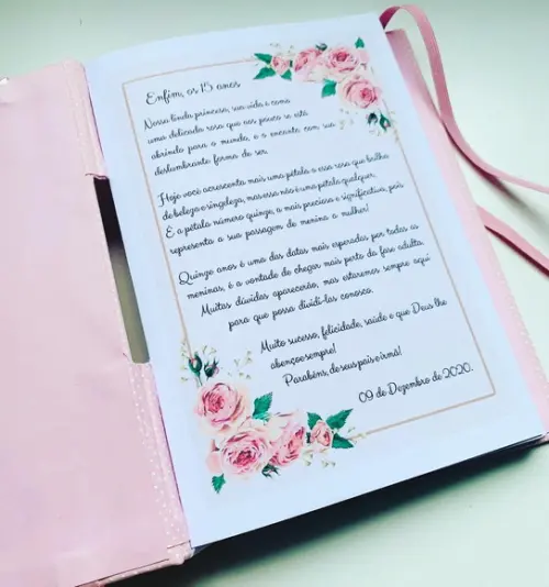 Livro para Mensagem - 15 anos