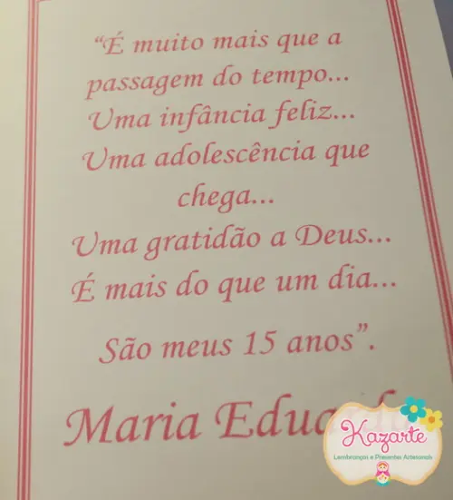 Livro para Mensagem - 15 Anos