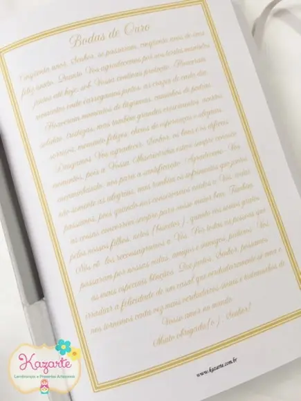 Livro para Mensagens com Caixa - Bodas de Ouro