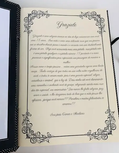 Livro para Mensagens Grande - 15 Anos
