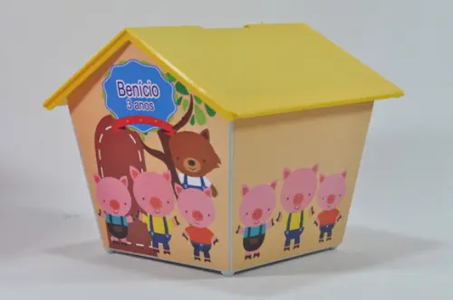 Casinha Cofre - 3 Porquinhos 4 lados