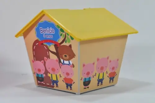Casinha Cofre - 3 Porquinhos 4 lados