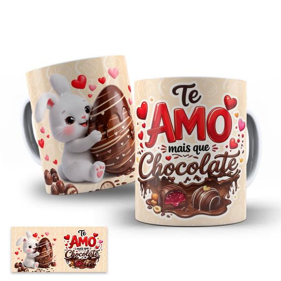 Arte Digital para Caneca Páscoa Te Amo Mais Que Chocolate