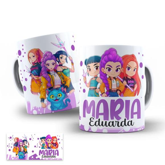 Arte Digital para Caneca Guerreiras do Kpop Huntrix com Nome