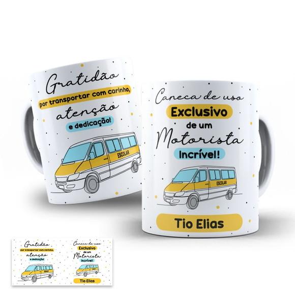 Arte Digital para Caneca Motorista de Van Escolar