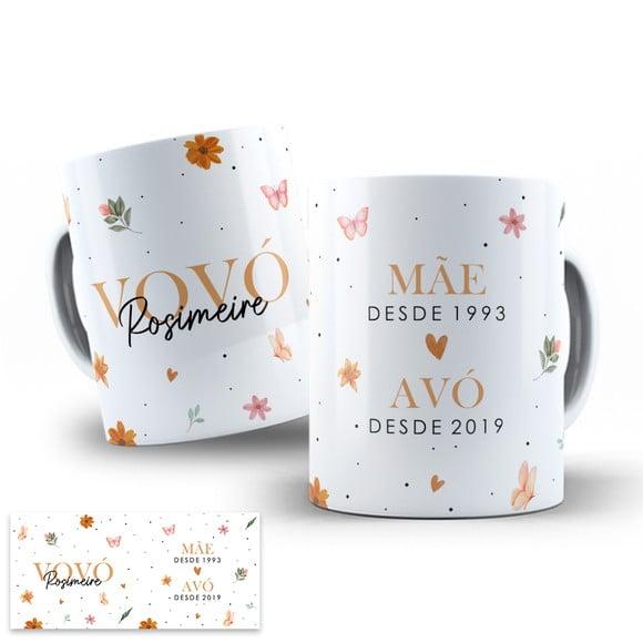 Arte Digital para Caneca Vovó Mãe Desde e Avó Desde