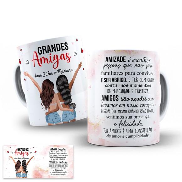 Arte Digital para Caneca Grandes Amigas Amizade com Nome