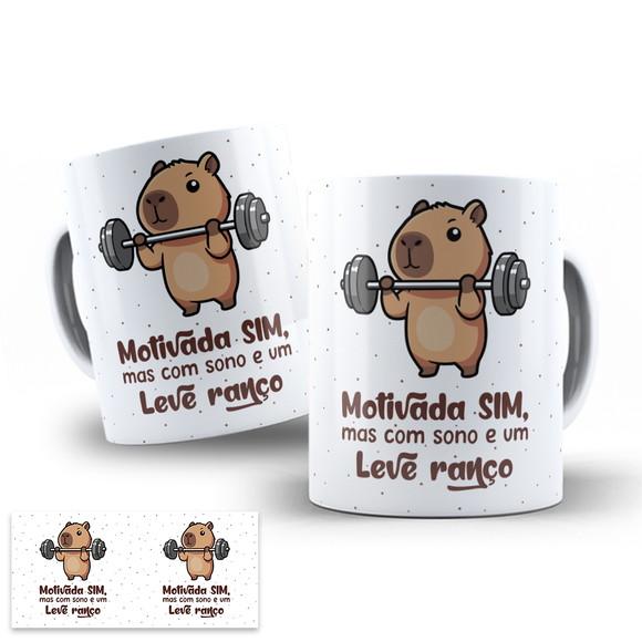Arte Digital para Caneca Capivara Fitness Motivada com Sono