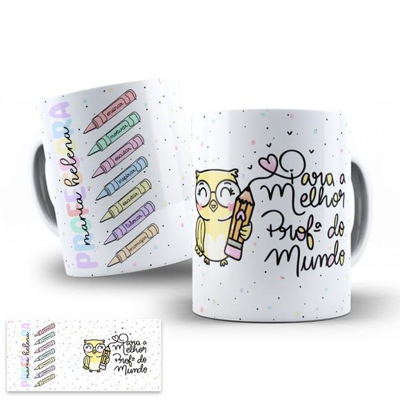 Arte Digital para Caneca Professora Coruja Dia do Professor
