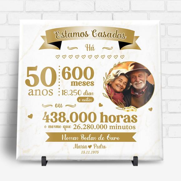 Arte Digital para Azulejo Bodas de Ouro 50 Anos Casados