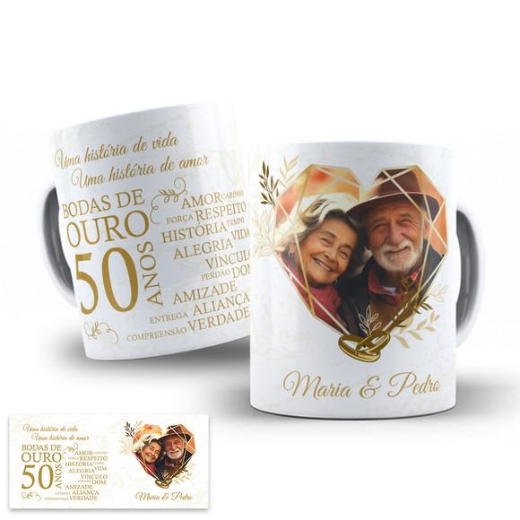 Arte Digital para Caneca Bodas de Ouro 50 Anos