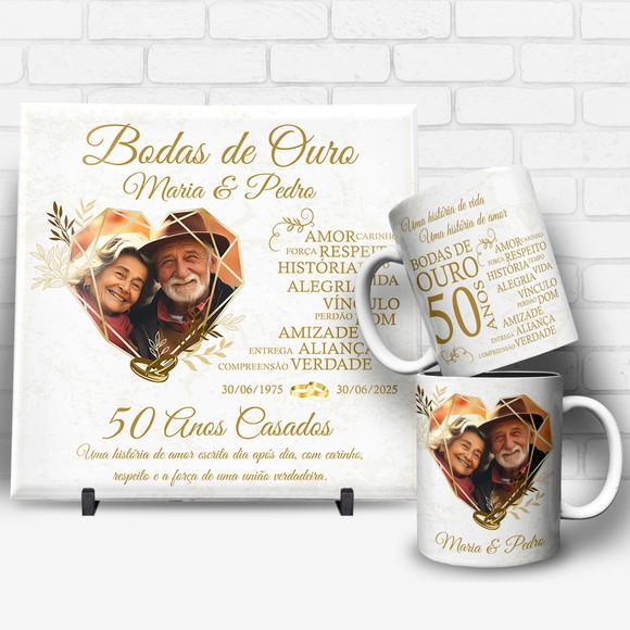 Arte Digital para Caneca e Azulejo Bodas de Ouro 50 Anos