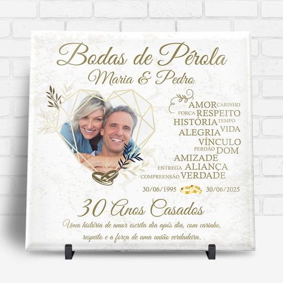 Arte Digital para Azulejo Bodas de Pérola 30 Anos Casados