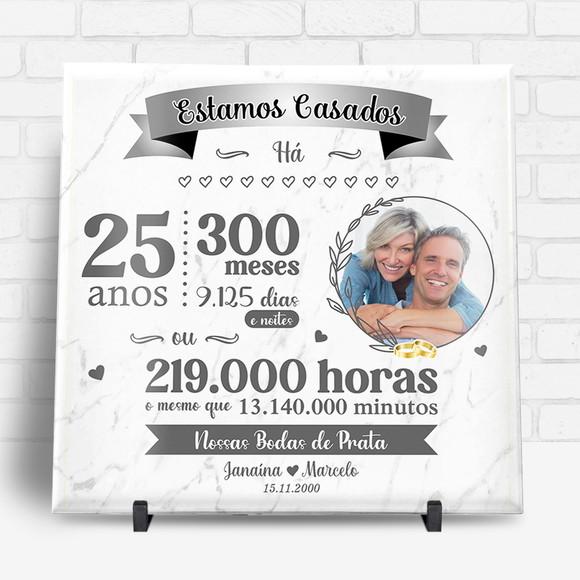 Arte Digital para Azulejo Bodas de Prata 25 Anos Casados