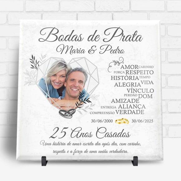 Arte Digital para Azulejo Bodas de Prata 25 Anos Casados