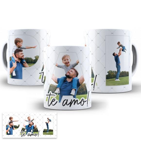 Arte Digital para Caneca Pai Te Amo Dia dos Pais com Fotos